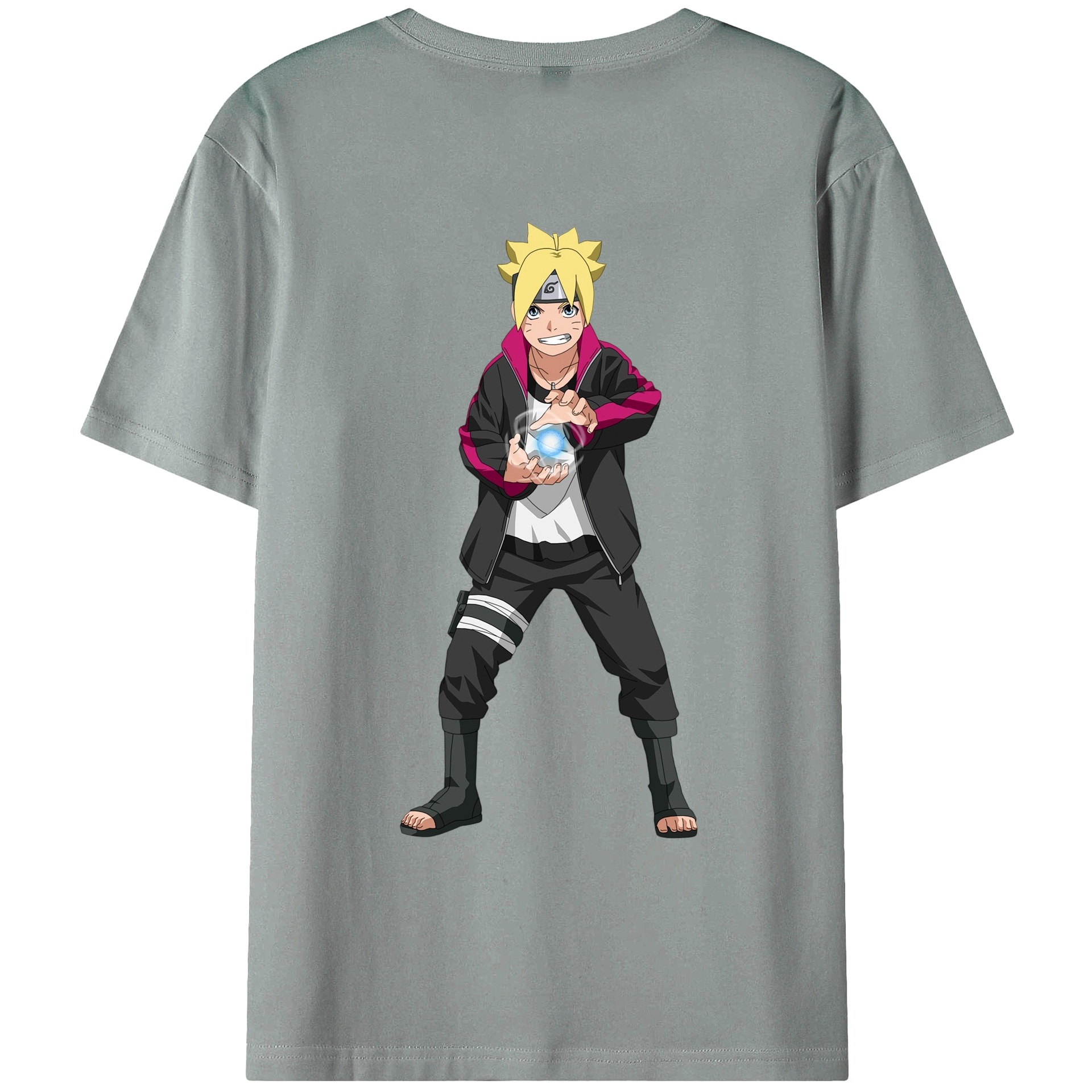 （画像用） NARUTO -ナルト- うずまき ボルト Uzumaki Boruto 綿100％ メンズ半袖Tシャツ（バックプリント） 通気性